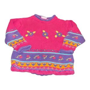 Polkatots Bright Knitted Rolled Cuff & Neck Sweater Size 4t H4